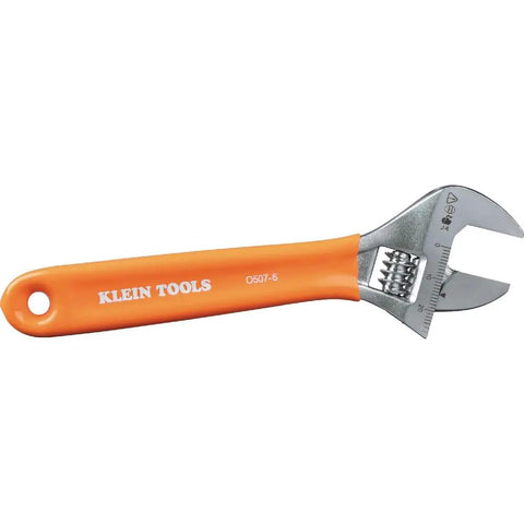 Beefy Adjustable Wrench With Extra Capacity Jaw For Bigger Jobs In Tight Spaces One And A Half Inch Capacity Precision Forged Steel SAE And Metric Scales