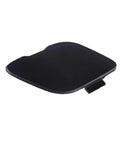 Front Right Bumper Tow Hook Eye Cap Cover Replacement for Toyota Yaris 2017 to 2020 and Scion iA, black plastic, angled view