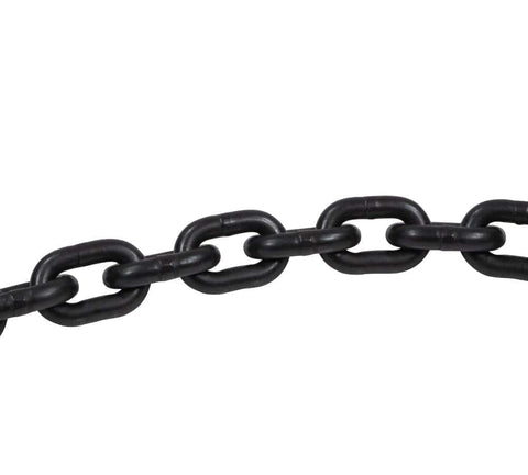 Close-up of Grade 100 steel chain from 4 Ton Snatch Block With Swivel Shackle And 4.5 Inch Sheave, 30 Inch Chain, Tow Truck Kit