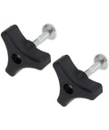 Heavy Duty Plastic Lawn Mower Handle Screw Nut Knob Kit With Tri-Cornered Design For Universal Fit Replacing Broken Fasteners On Most Major Power Equipment Brands Without Losing Grip, 2 black knobs