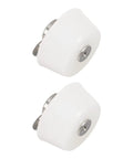 Silicone Drain Stopper for Kitchen Sinks and Bathtubs, White, two white silicone plugs with stainless steel hanging rings.