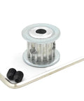 50 Pack Aluminum Alloy 18 Tooth GT2 HTD 3M Timing Pulley With Hex Setscrew and accessories for CNC projects.