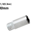 Impact Ready 10mm Deep Socket Set With 1/4 Drive Six Point Chrome Vanadium Alloy Design For Tough Car Repair And Household Tool Jobs That Are Heavy Duty, 1/4in 10mm socket