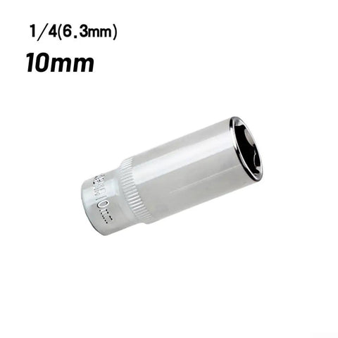 Impact Ready 10mm Deep Socket Set With 1/4 Drive Six Point Chrome Vanadium Alloy Design For Tough Car Repair And Household Tool Jobs That Are Heavy Duty, 1/4in 10mm socket