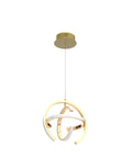 Lit Modern Gold Globe Pendant LED Chandelier with 3 Adjustable Rings 4000K Dimmable Indoor Light Fixture 19.2W