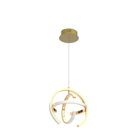 Lit Modern Gold Globe Pendant LED Chandelier with 3 Adjustable Rings 4000K Dimmable Indoor Light Fixture 19.2W