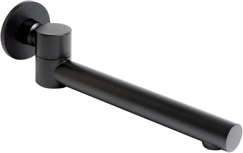 Matte Black Tub Spout For Bathtub And Shower Non Diverter Wall Mount Round Shape 180 Degree Swivel 1/2 Inch NPT Thread