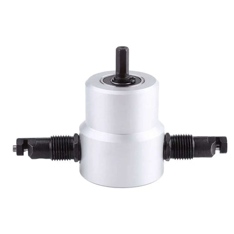 Power Drill Nibbler Attachment For Metal Sheets With Double Head And 360 Degree Adjustable Operation Ergonomic Handle Wrench Included