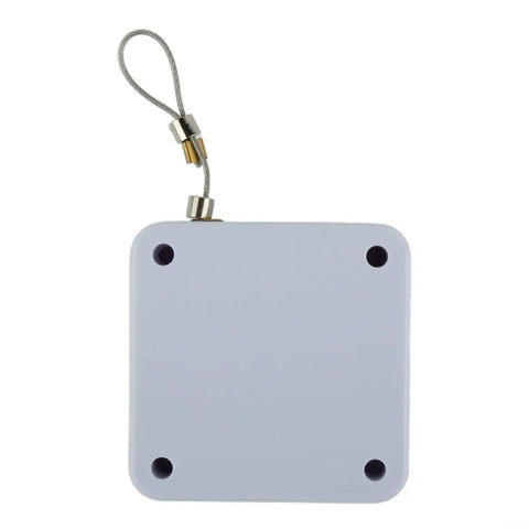 Back view of Punch-Free No-Drill Automatic Sliding Door Closer 1200G With Quiet Auto Return, white finish, silver cable attachment