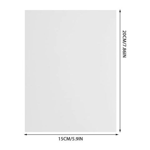 Image of a white vinyl sheet from a Self Adhesive PVC Siding Patch Kit With 10 Sheets For Quick Wall Panel And Fence Hole Repair Easy No Mess Peel And Stick Application And Maintenance Durable Vinyl Patches For Exterior Surfaces. Dimensions shown are 15cm x 20cm.