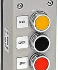 Exterior NEMA 4 Three Button Surface Mount Control Station Open Close Stop 12 Amp At 600VAC Double Pole Contacts Fully Guarded Weatherproof