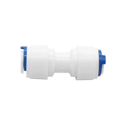 White plastic Push To Connect Quick Connect Fitting No Tools Needed For Three Eighths Inch Tube OD Water Filtration RO System Leak Proof Connection
