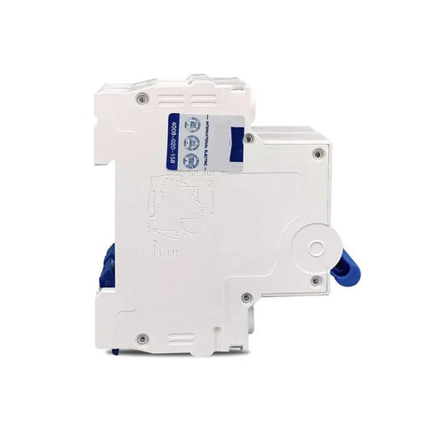 Rock Solid 2 Pole MCB Arc Fault Circuit Breaker 16 Amp 400 Volt AC Switch C Type Electric Protector side view for workshop use.