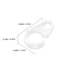 Close-up of a single hook from a 40 Pack Plastic Curtain Hooks for Shower and Window Drapery, showing dimensions.