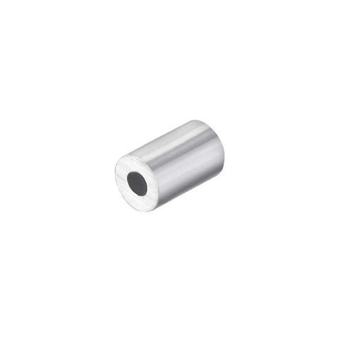 Aluminum Wire Rope Stop Sleeves For 3/64 Inch Cord 100 Pack Fast Crimp Hardware with smooth polished finish.