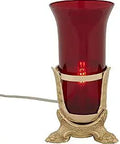 Fully Electric Sanctuary Lamp With Brass And Glass Candle Like Glow And Lit Vibe For Flame Free Altars, 4-3/4" Diameter, 8" Tall