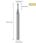 Amazon BISS router bit, 1/8 in shank, up-cut single-flute O-flute; 1/16 in dia, 0.24 in cut length, 1-1/2 in OAL