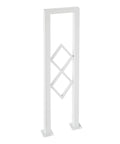 Rock Solid U Shaped Stair Handrail Featuring A Knockout Diamond Pattern Design And Smooth Baked Polish Finish Built Tough To Handle Heavy Loads Safely Indoors At Home, white steel with diamond pattern.