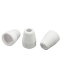 Solid Pack Of 50 Pieces Plasma Cutter Consumable Electrodes Tips And Nozzles Fits Cut40 Cut50 Lgk40 for cutting, three white ceramic nozzles.