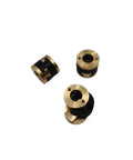 Upgrade Your 3d Printer With Solid V-Core 3.1 Z Axis Lead Screw Decoupler Oldham Coupling Kit Featuring Durable Design And Perfect Fit For Smooth Vertical Movements On Any Precision Machine Build Today., brass and black Oldham couplings shown from three angles