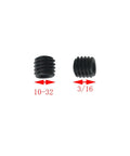 Close-up of 25-Piece Stainless Steel Socket Set Screw Kit With Allen Head Cup Point Black Oxide Finish 10-32 x 3/16 Inch Includes Hex Key Wrench