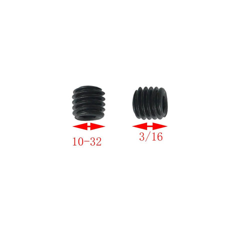 Close-up of 25-Piece Stainless Steel Socket Set Screw Kit With Allen Head Cup Point Black Oxide Finish 10-32 x 3/16 Inch Includes Hex Key Wrench