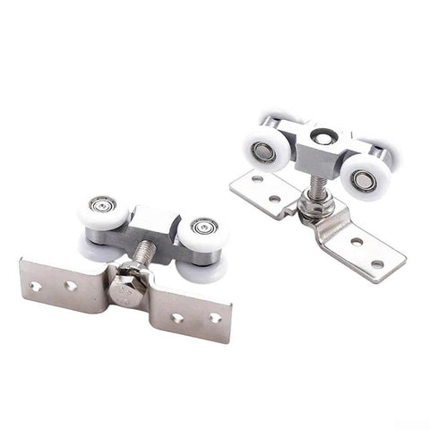 Slick Four Wheel Metal Sliding Track Pocket Door Roller Kit with hanger ball bearing pulleys featuring mute design for quiet operation.