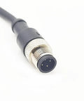 M12 4 Pin A Code Male To Female Connector Cable 1 Meter Waterproof IP67 with gold plated contacts, close-up view
