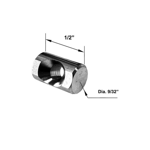 Top Shelf Aluminum Shower Door Hinge Plug Bushing For Continuous Hinge Glass Panels Nine Thirty Second By One Half Inch No Fuss Mount Heavy Duty Stainless Screws Smooth Glide Bathroom Parts Kit, 1/2 inch long, 9/32 inch diameter.