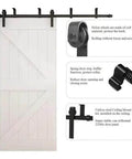 Image of Four To Thirteen Feet Ceiling Mounted Barn Door Sliding Hardware Kit with anti rust rails and carbon steel rollers side view