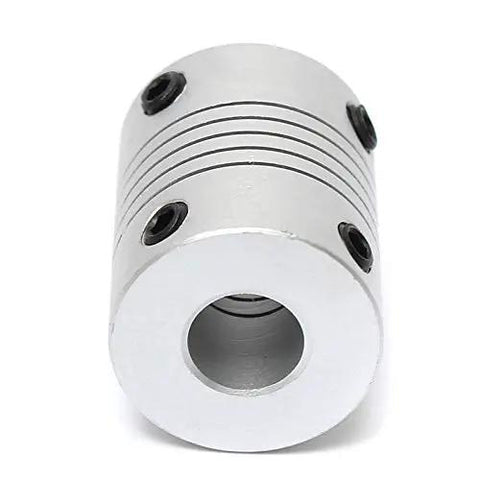 Close-up of Flexible Aluminum Shaft Couplers For Stepper Motors 8Mm To 10Mm Bore DIY Friendly For CNC And 3D Printer Encoder