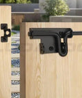 1‑Pack Heavy‑Duty Lockable Slide‑Bolt Gate Latch, Rust‑Resistant Metal Hardware for Yard, Fence and Shed Gates on wooden gate.