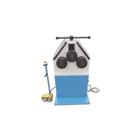 Heavy Duty Hydraulic Roll Bender Machine With 3Hp Motor And Two Inch Roller Shaft, complete view showing three rollers and foot pedal.