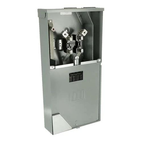 TSM420CSCUP 200A Meter Load Center Outdoor Socket with Combination Main Breaker, front view of open panel