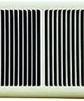 Low Profile Fan Forced Wall Heater With 2 Pole Thermostat White Finish 750 or 562 W front view grill and knob