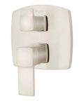 Two Handle Diverter Shower Faucet Trim Kit In Brushed Nickel With Temperature And Mode Control For Upgrade Your Modern Bathroom Replacement Valve Not Included Durable Brass Construction Easy Install