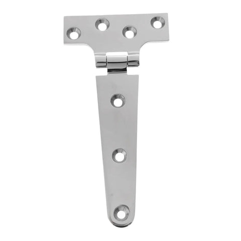 Badass Heavy Duty T Hinge Strap Tee for Shed Barn Door Gate Marine Boat Swings, silver finish with five mounting holes.