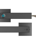 Slick Electronic Smart Lock Featuring Semiconductor Fingerprint Handle For Lightning Fast Zero Drama Door Unlock And Bulletproof Home Office Security With Space For Thirty Unique Prints, top view of sleek black design with fingerprint scanner.