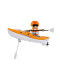 Rad 2.4G RC Kayak With Patented Paddling Propulsion Anti Capsize Design LED Lights Remote Control Boat Yellow with figurine