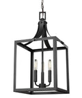 Labette Medium Three Light Hall Foyer Hanging Modern Light Fixture In Black Finish with lantern design