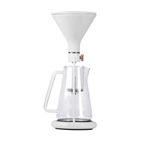 Elevate Your Daily Grind With This Dope 3-In-1 Coffee Kettle, Cold Brew And Ice Drip Maker, Manual Filter Teapot For Smooth Lattes And Cappuccinos, Matte Black Finish, sleek white cold brew kettle with glass pitcher.
