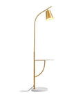 Brushed Antique Brass Floor Lamp With Built In Table Adjustable Reading And Office Light E26 Base Slim Modern Design