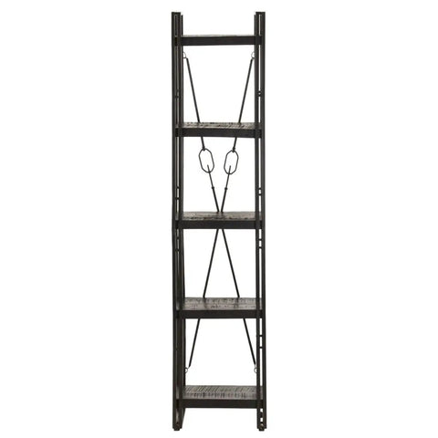 Industrial 5-Tier Tall Bookcase With 70.9-Inch Height, Solid Mango Wood Shelves And Black Powder-Coated Steel Frame For Home Office Storage