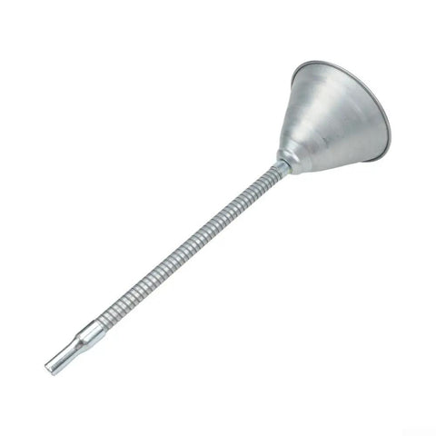 Heavy Duty Coolant Funnel Set With Fine Mesh Strainer Filter Screen For Radiator Oil Fill Flexible Spout Design Prevents Debris In Diesel Gas Engine 46 Cm Long Pouring Tool Easy Use, silver funnel with flexible spout.