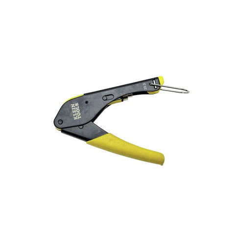 Compact F Connector Compression Crimper For DIY Cable Installations With Fixed Plunger Spring Return Comfort Grips