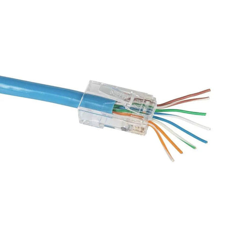 Pass Thru RJ45 CAT6 Data Plug Kit With Gold Plated Connectors Modular Pass Through Ethernet Plugs cable view