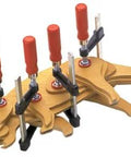 Heavy Duty General Purpose Clamp With Zinc Die Cast Jaws Delivers Up To 330 Pounds Of Clamping Power in use on wooden pieces