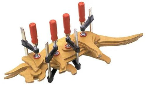 Heavy Duty General Purpose Clamp With Zinc Die Cast Jaws Delivers Up To 330 Pounds Of Clamping Power in use on wooden pieces
