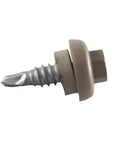 Long Life Ash Gray Lap Stitch Roofing Fastener Set With EPDM Washer Self Tapping Screws Size Fourteen By Seven Eighths Inch