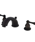 Oil Rubbed Bronze Victorian Widespread Lavatory Faucet With Metal Lever Handle Deck Mount 8 To 16 Inch Spread Three Hole Installation